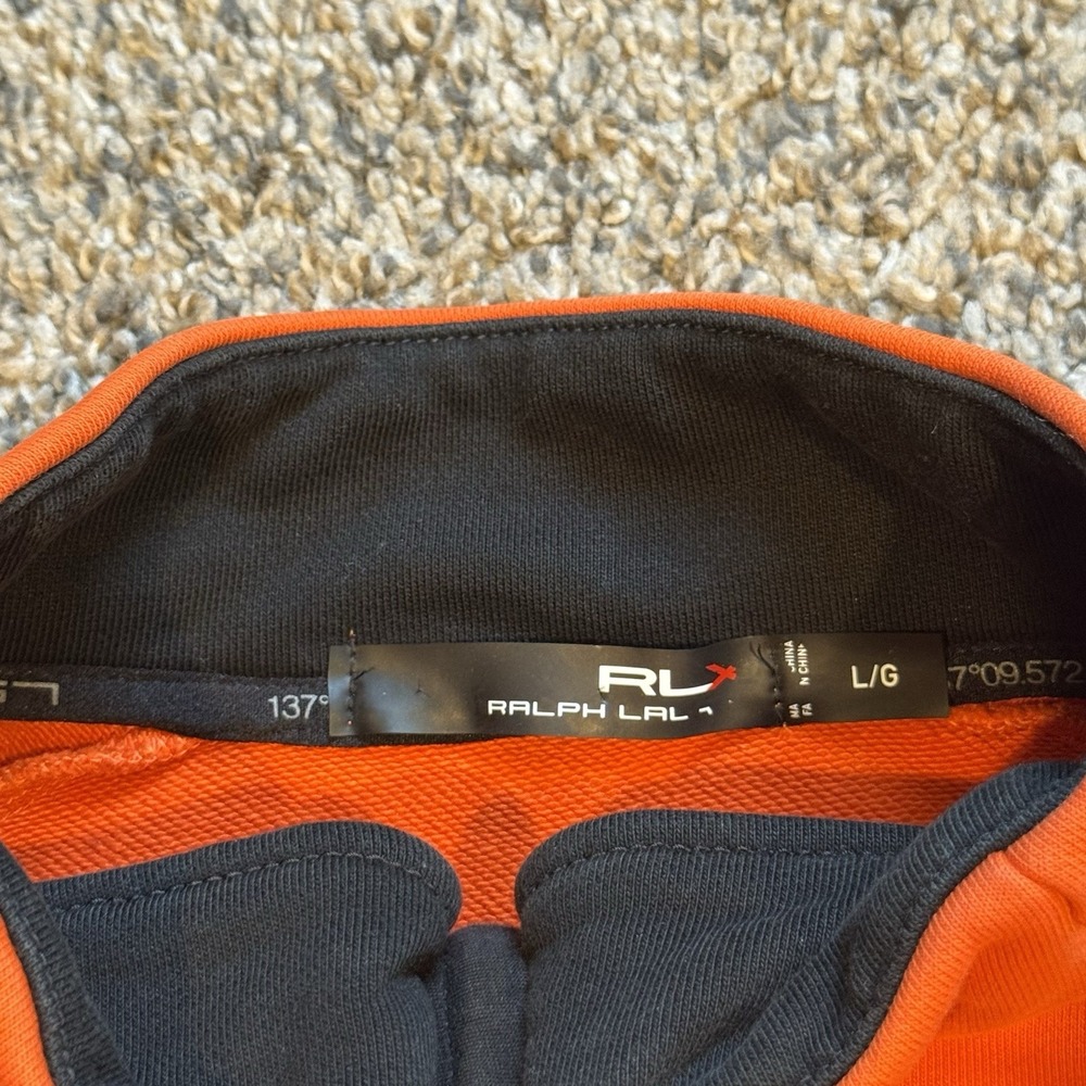 RLX 67 Ralph Lauren 1/4 Zip Pullover Athletic Gorp Sweater Men's Large Orange - Picture 3 of 5